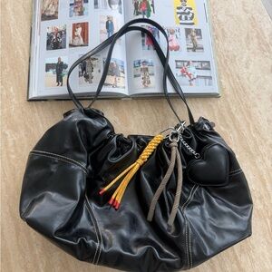 Zara Black Leather Tote Bag with Charms